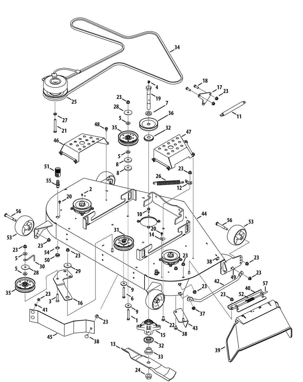 Mower Deck 48-Inch Deck Diagram and Parts List for Z-FORCES48 (17AI5BHB-17AI5BHB010-17AI5BHB210)(2012) Cub Cadet Lawn Tractor